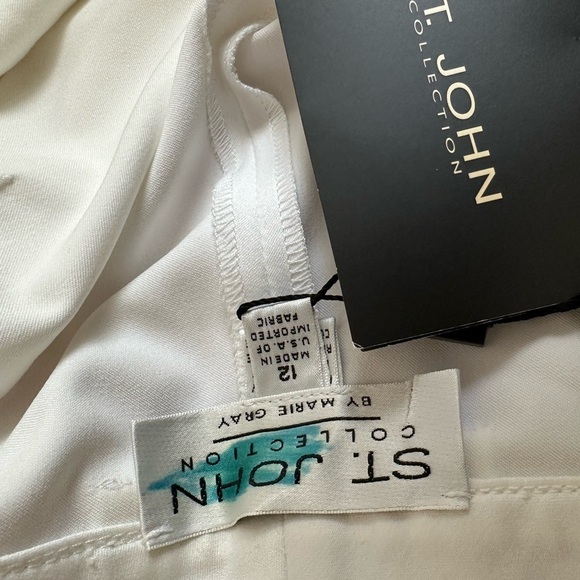 St John Collections By Mary Gray Wide Boot Pants, Color White, Sz 12. Made USA - Picture 7 of 12